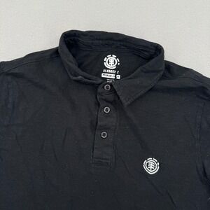Y2K Element Mens M Black Premium Jersey Short Sleeve Polo Shirt Skater Prep